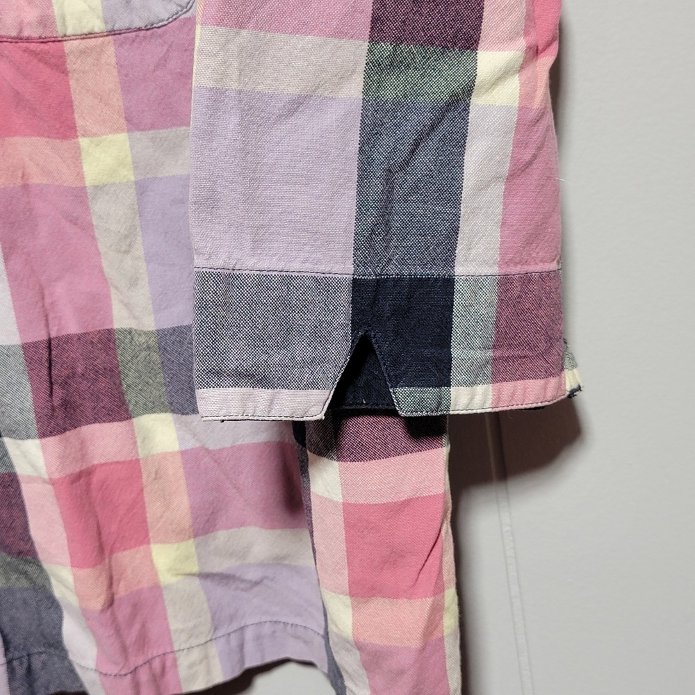 Vintage Christopher‎ & Banks XL Plaid Button Up Shirt 3/4 Sleeve Pink Cotton - Picture 6 of 7
